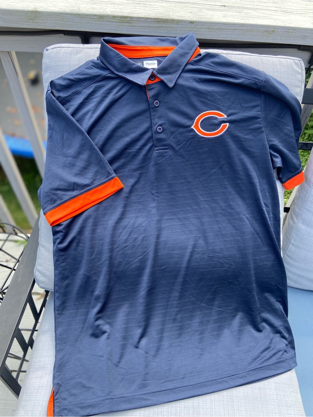 Men's Navy Polo with Orange Accents and Embroidered C Logo